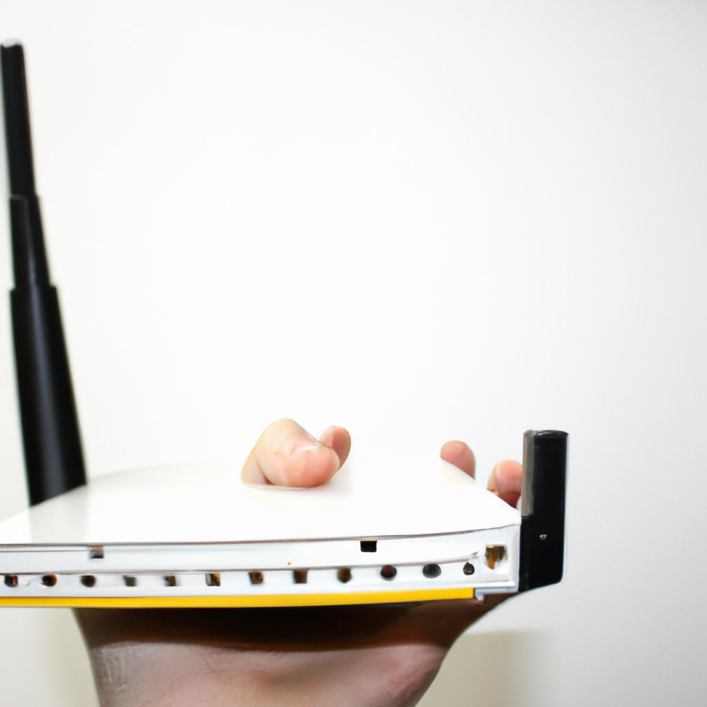 Person holding a network router