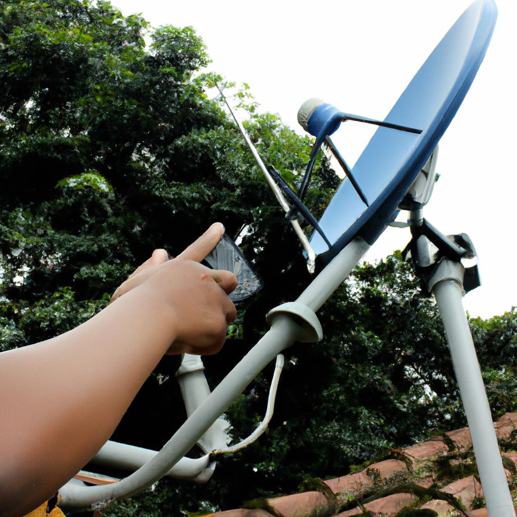 Person using satellite communication technology